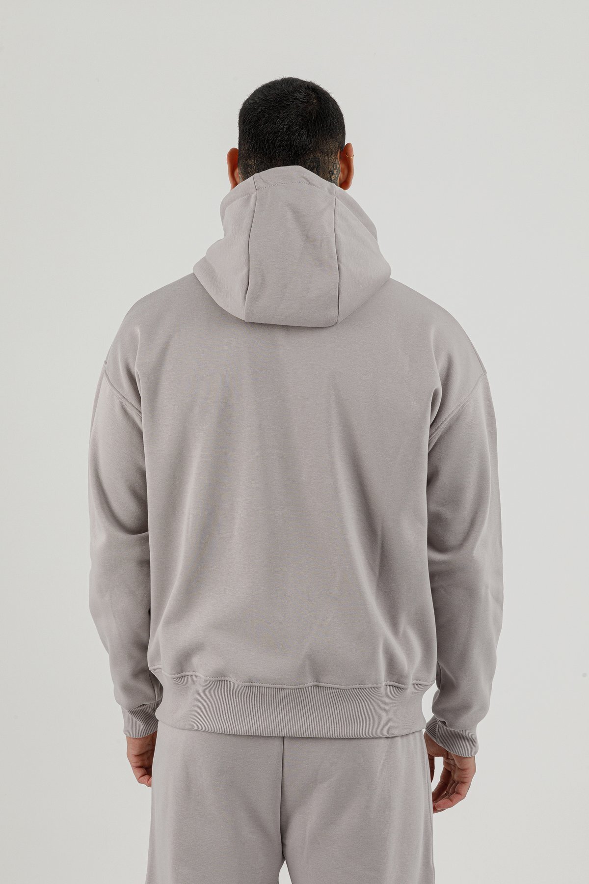 Tam Boy Fermuarlı Kanguru Cepli Erkek Kapüşonlu Sweatshirt - 180019-M.02