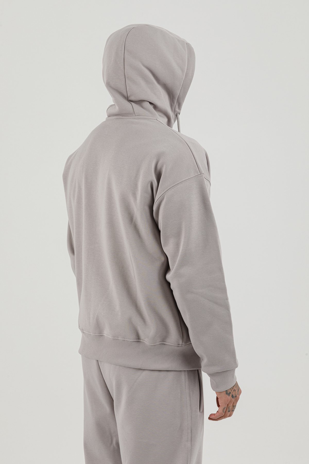 Tam Boy Fermuarlı Kanguru Cepli Erkek Kapüşonlu Sweatshirt - 180019-M.02