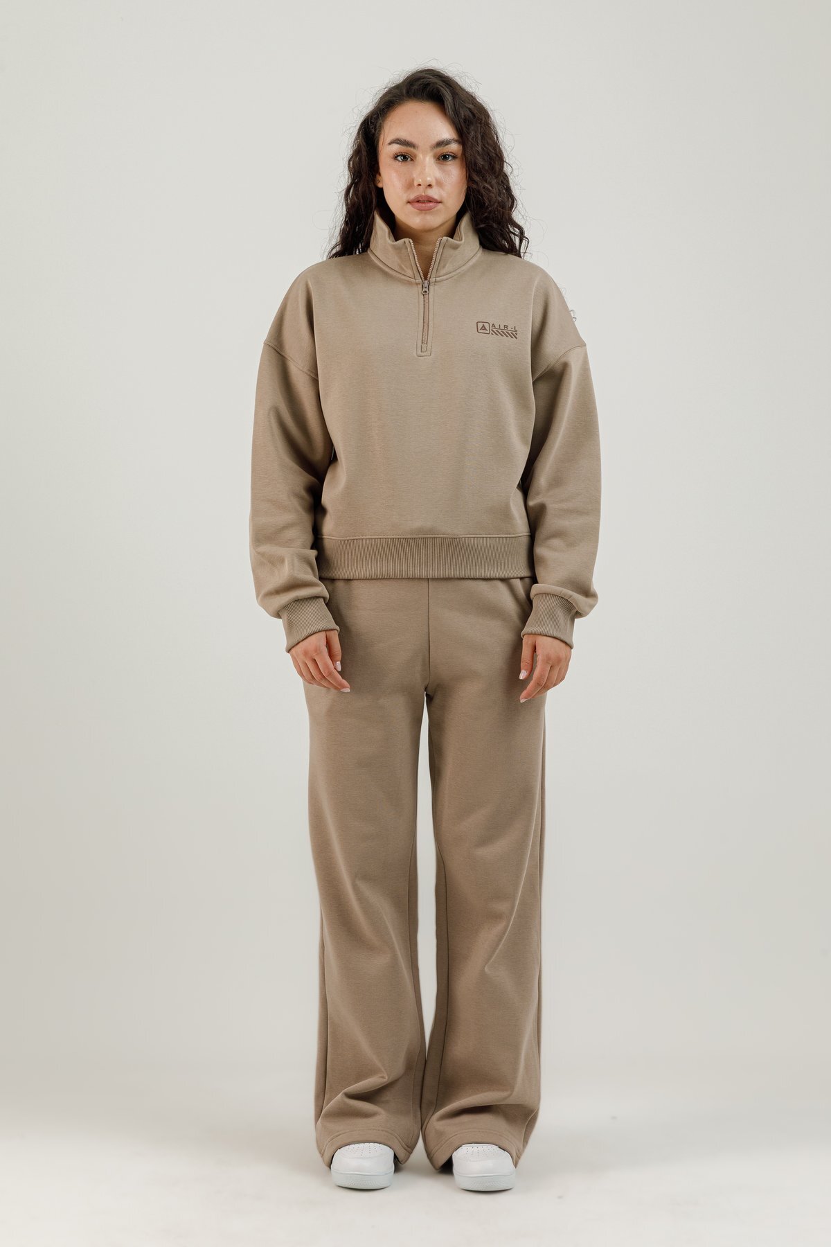 Yarım Fermuarlı Kadın Dik Yaka Sweatshirt - 180022-W.02