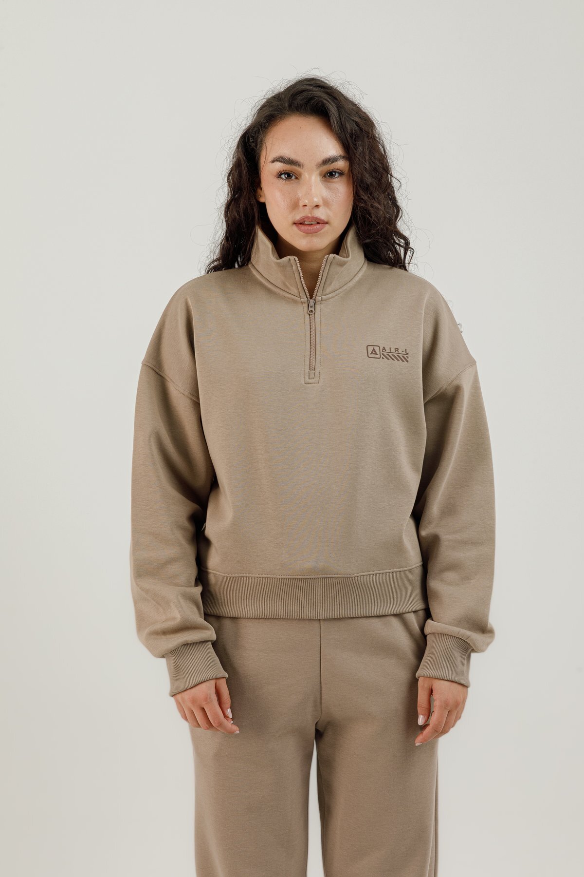Yarım Fermuarlı Kadın Dik Yaka Sweatshirt - 180022-W.02