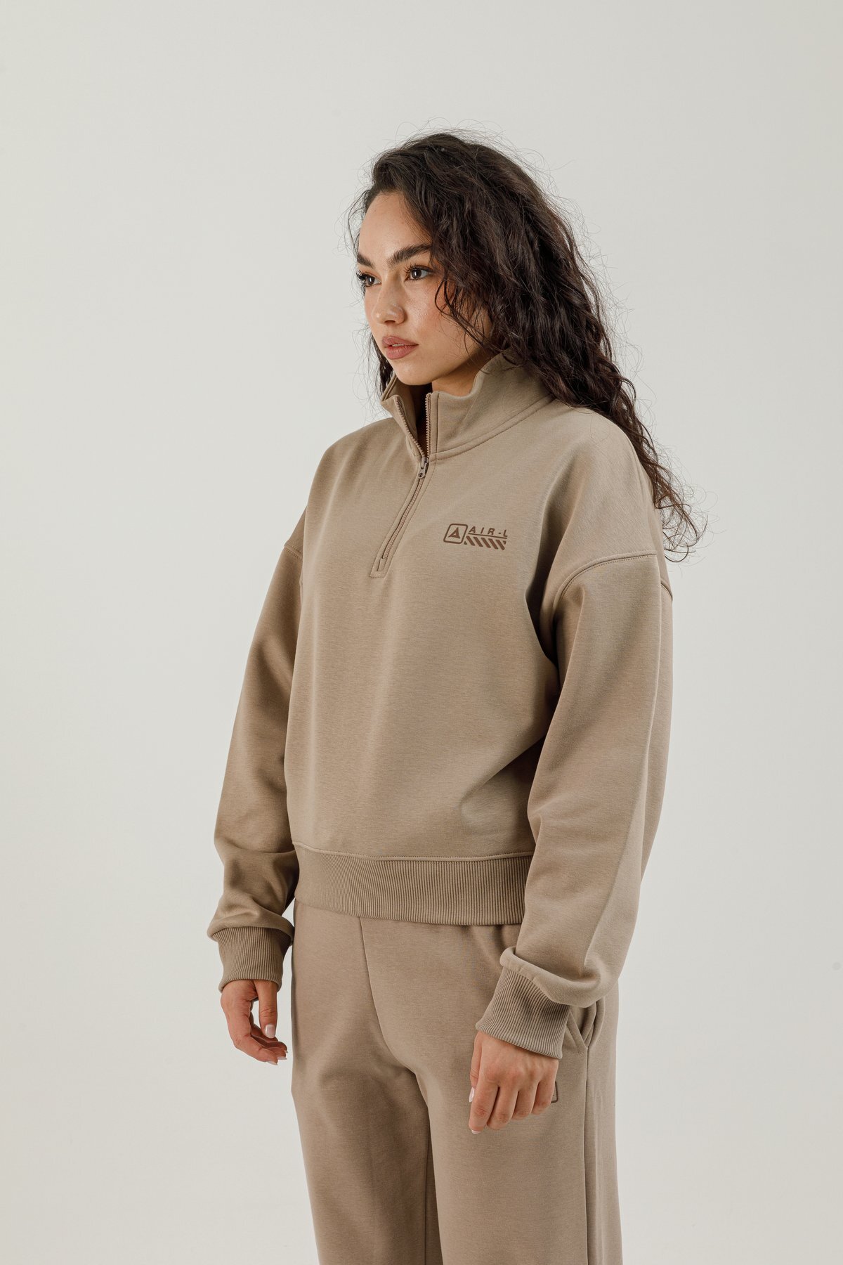 Yarım Fermuarlı Kadın Dik Yaka Sweatshirt - 180022-W.02