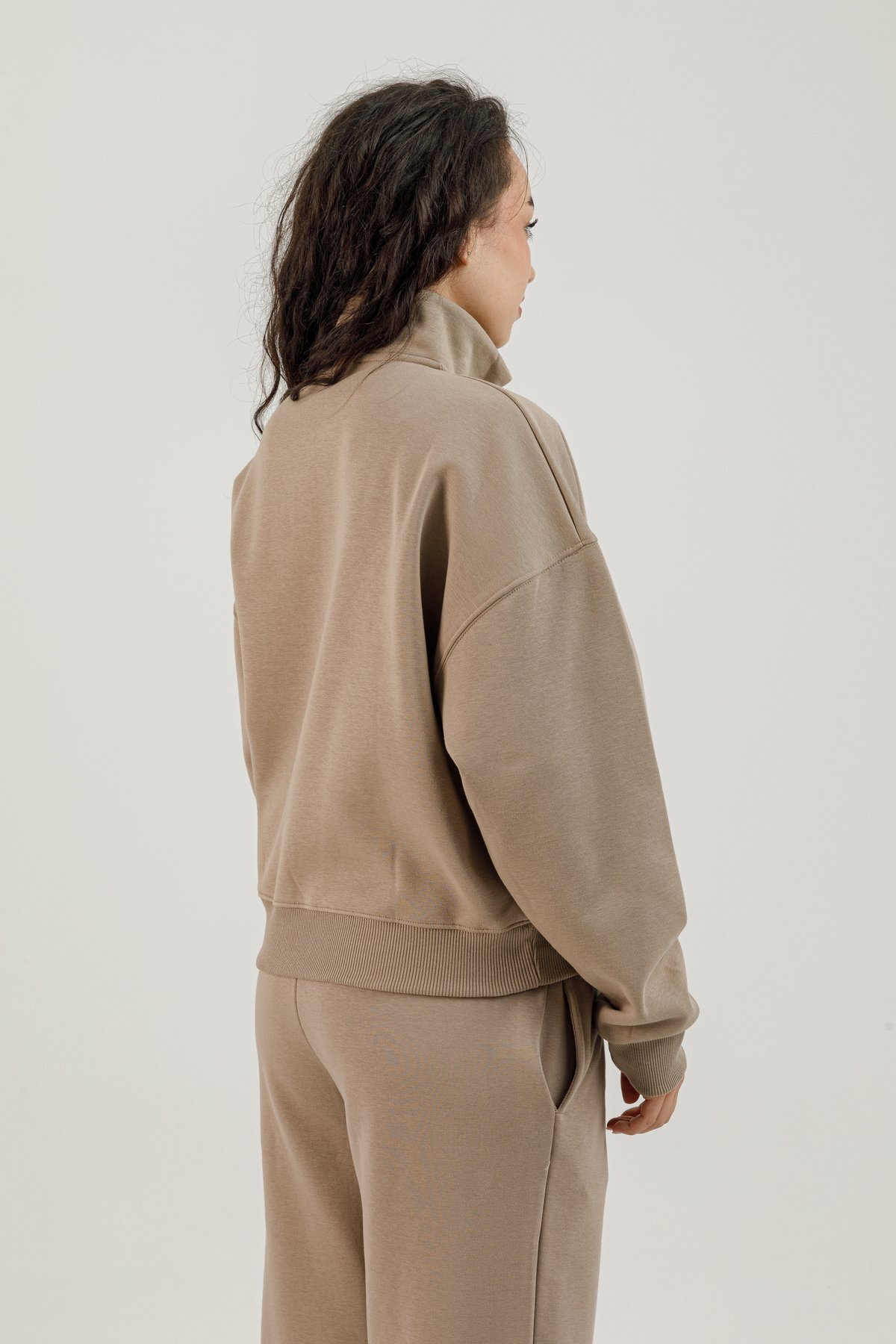Yarım Fermuarlı Kadın Dik Yaka Sweatshirt - 180022-W.02