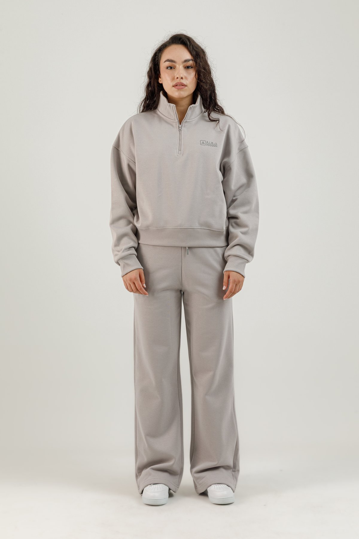 Yarım Fermuarlı Kadın Dik Yaka Sweatshirt - 180022-W.02