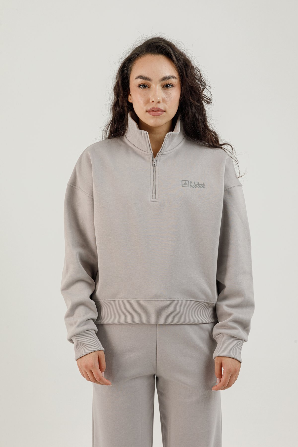 Yarım Fermuarlı Kadın Dik Yaka Sweatshirt - 180022-W.02