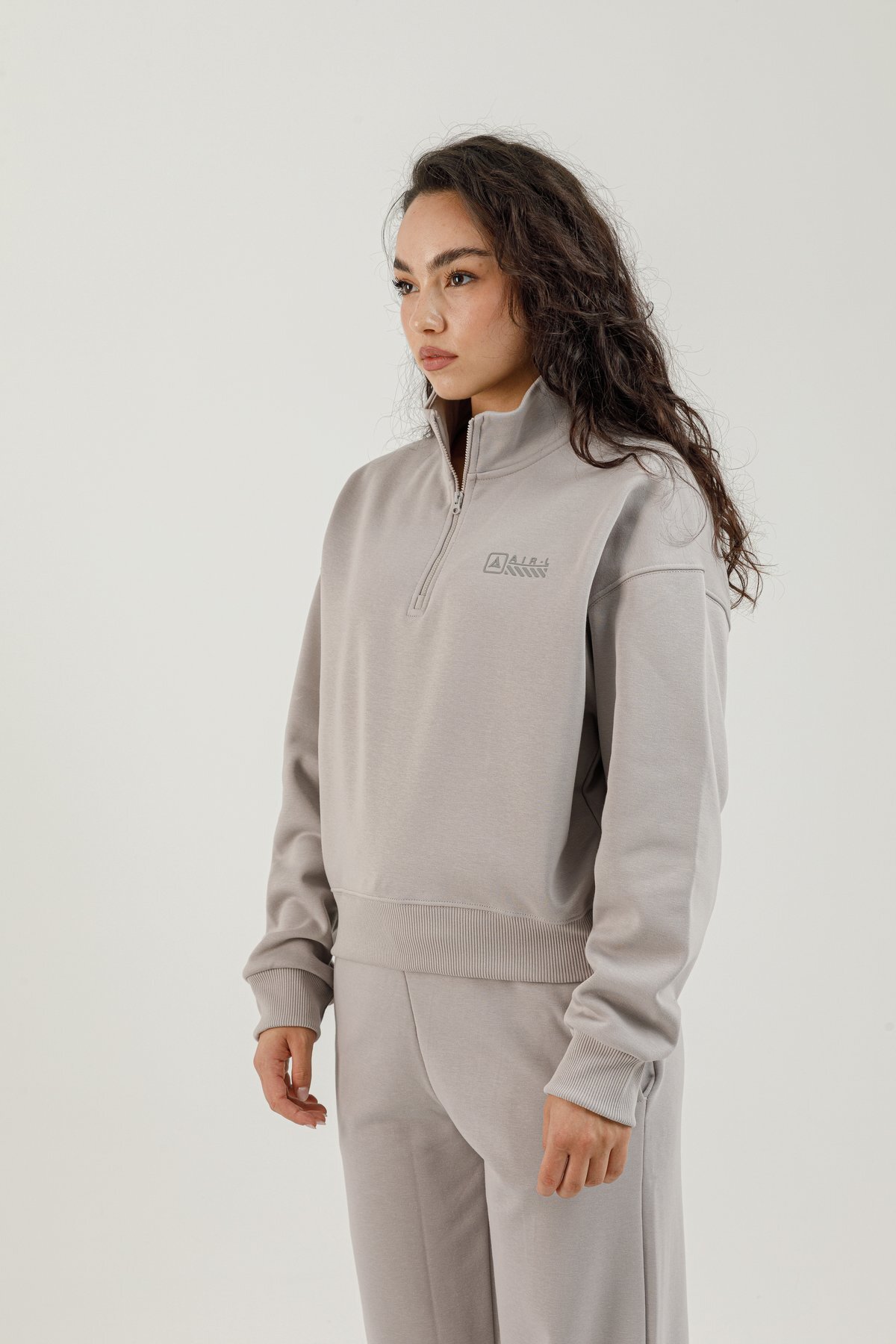 Yarım Fermuarlı Kadın Dik Yaka Sweatshirt - 180022-W.02