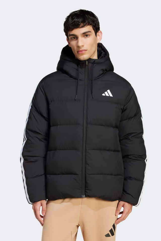 Erkek Şeritli Kapüşonlu Şişme Mont