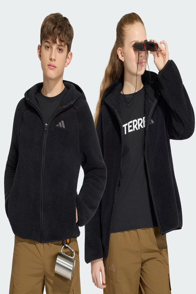 Çocuk Kapüşonlu Tam Boy Fermuarlı Polar Ceket