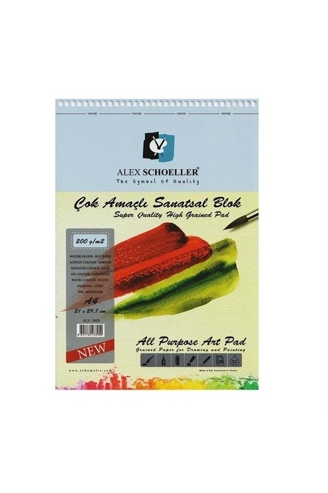 ALEX ÇOK AMAÇLI SPİRALLİ RESİM DEFTERİ A4 200gr 20'Lİ ALX-3909