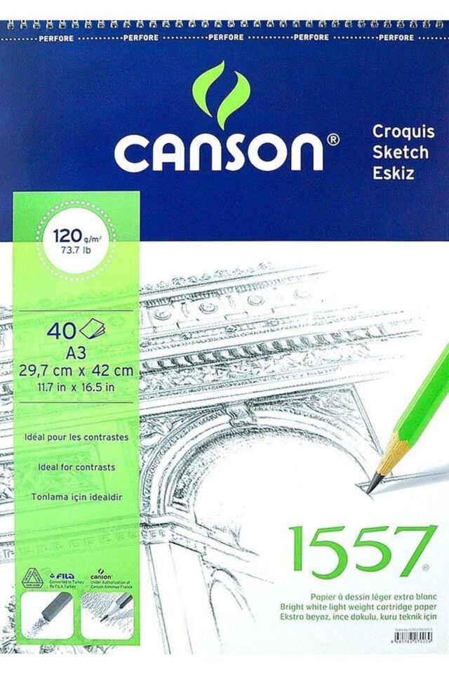 1557 RESİM VE ÇİZİM BLOK 120GR A3 40YP ÜSTTEN SPİRALLİ