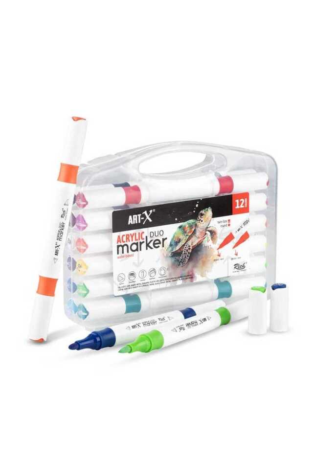 ART-X AKRİLİK MARKER ÇİFT TARAFLI  PROFESYONEL  KALEM SETİ 12 Lİ