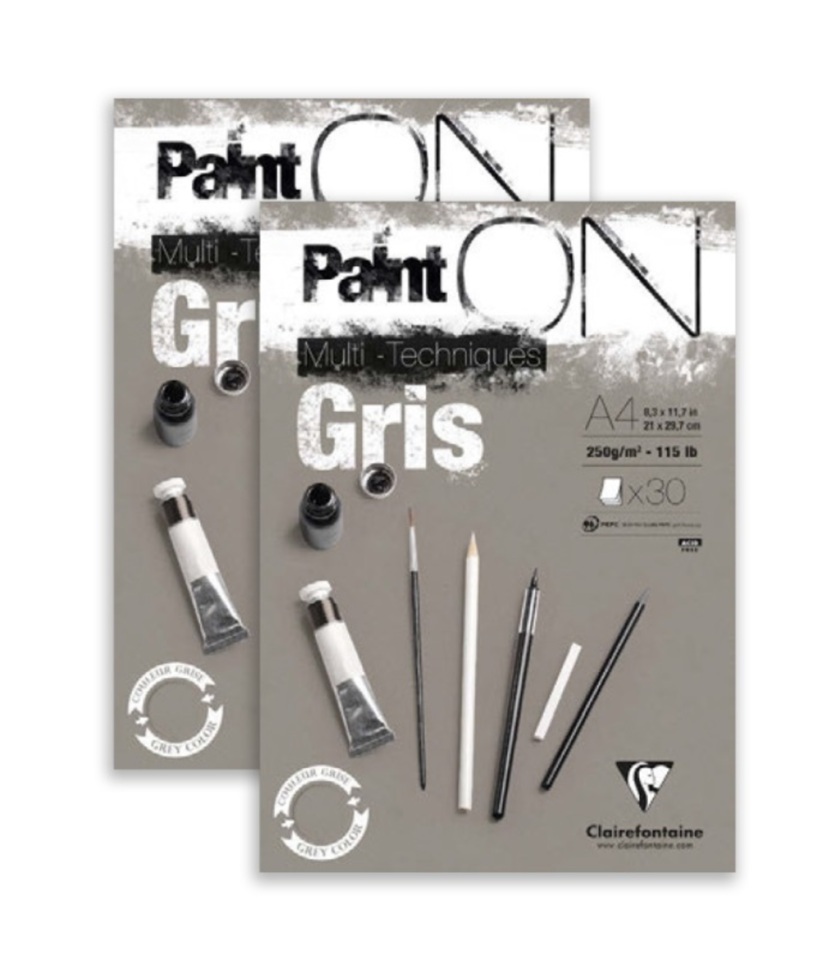 PAINT-ON GREY A5 250 GR.30 YAPRAK KARIŞIK TEKNİK, KISA KENARI YAPIŞKANLI - 4'LÜ