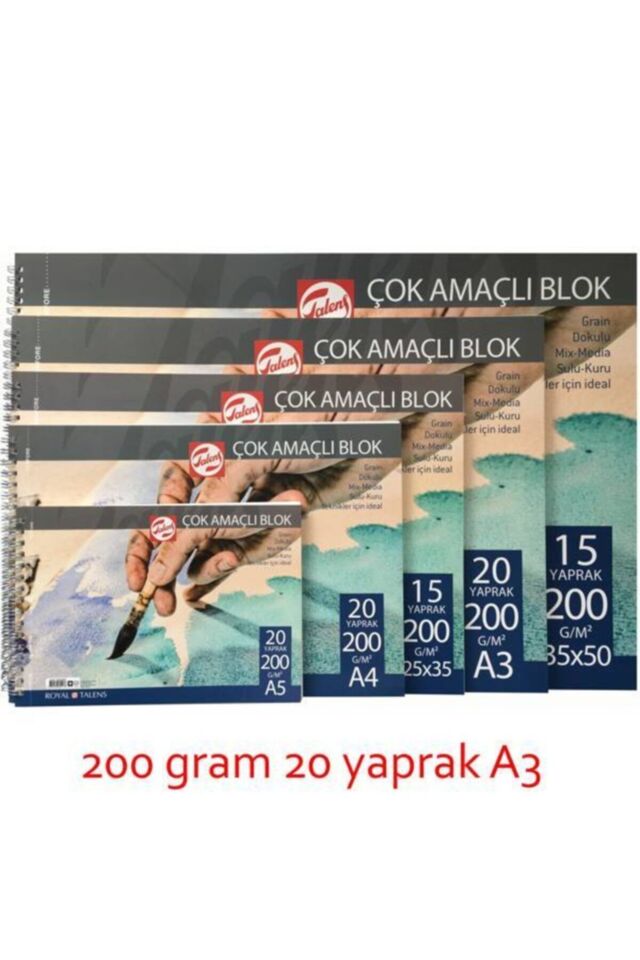 TALENS ÇOK AMAÇLI RESİM BLOĞU A3 - 200 GR - 20 YP - SPİRALLİ