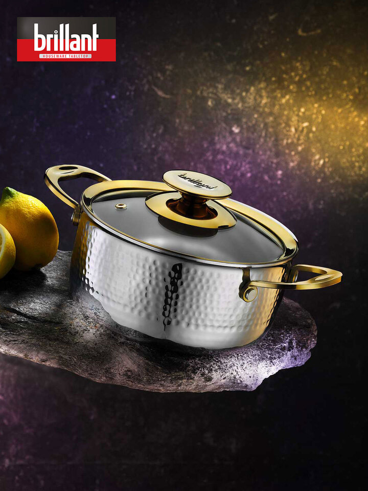 Brillant Andromeda Gümüş İşlemeli Çelik Tencere 22cm