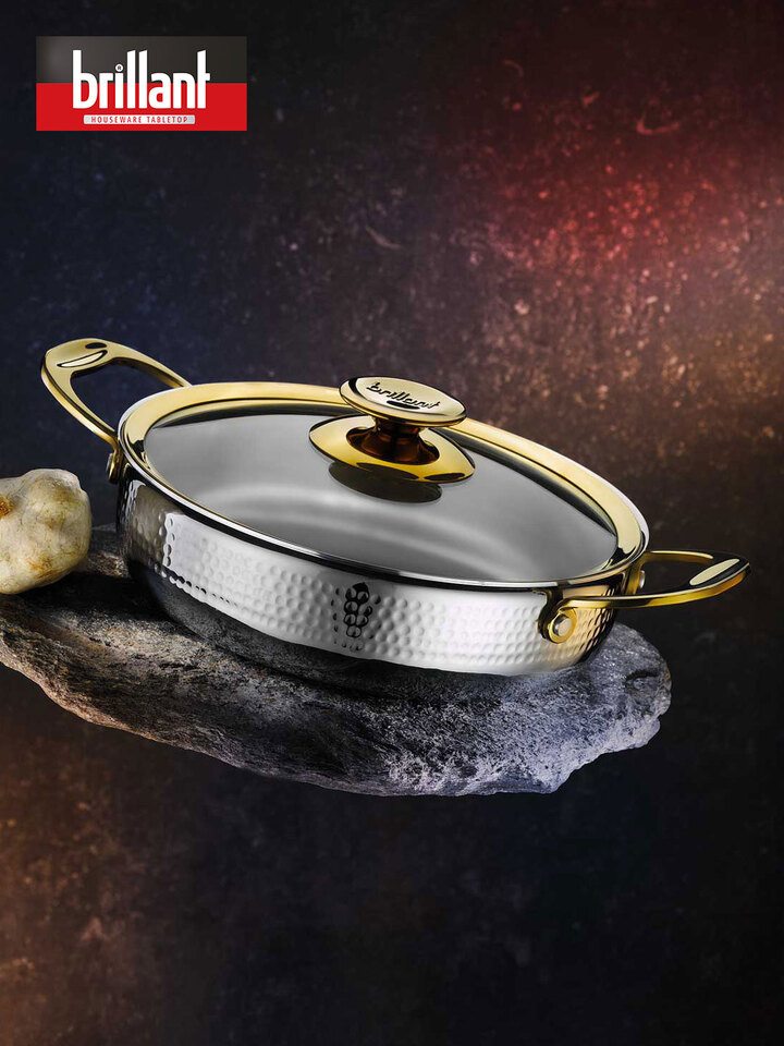 Brillant Andromeda Gümüş İşlemeli Çelik Tencere Basık 24cm