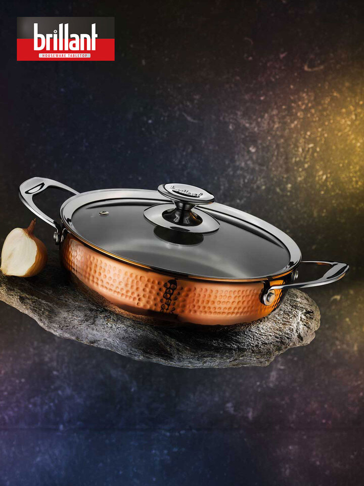 Brillant Andromeda Bakır İşlemeli Çelik Tencere Basık 22cm