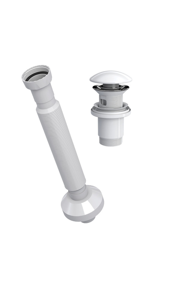 İzyapı Taşma Delikli Seramik  Aç Kapa Körüklü Lavabo Sifonu