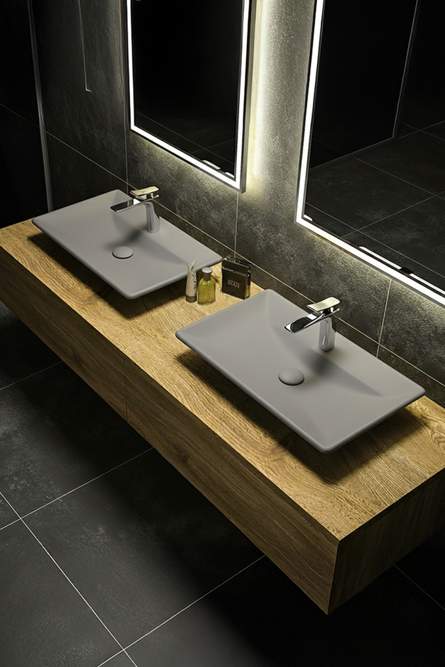 Lapino Arcade 65 Cm Tezgah Üstü Lavabo Antrasit Renk