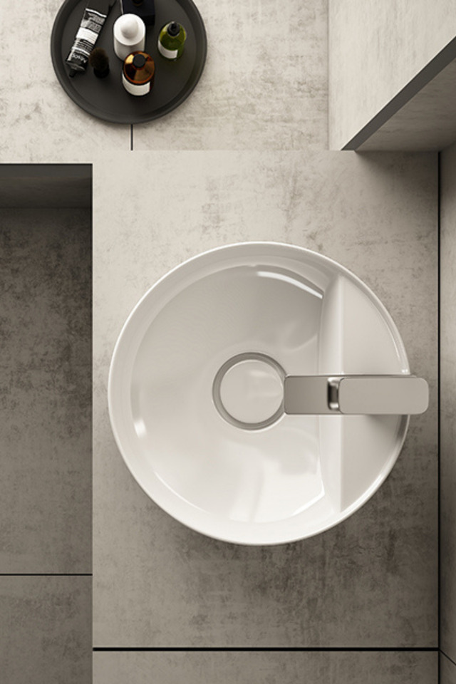 Lapino Vision Class 42 cm Tezgah Üstü Delikli Beyaz Çanak Lavabo