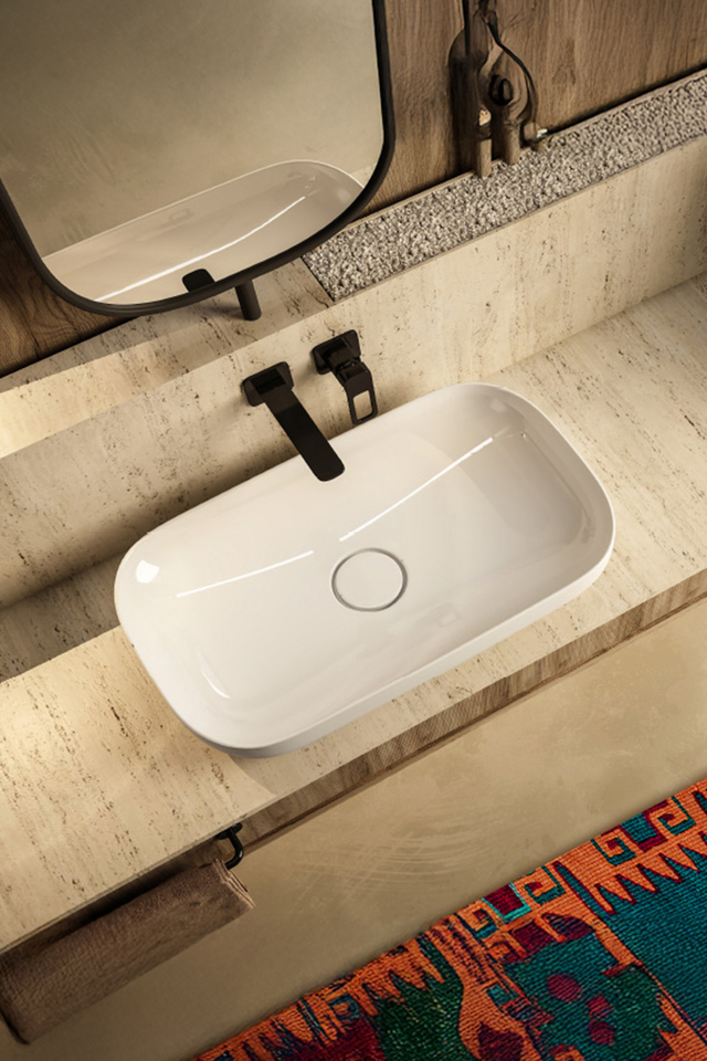 Lapino Premium 60 cm Tezgah Üstü Lavabo Beyaz Renk