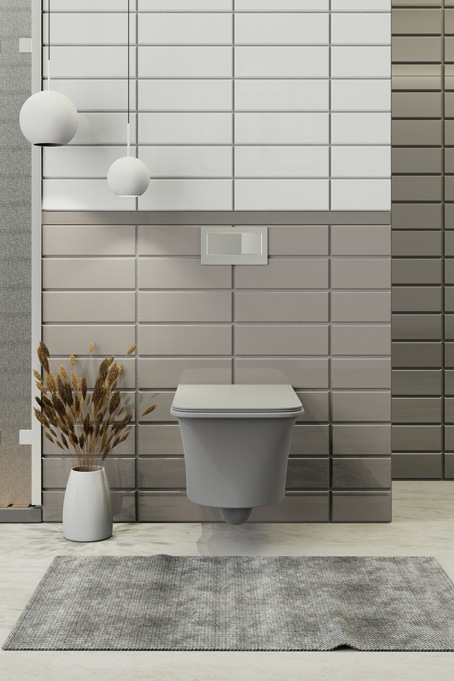 Turkuaz İbiza Asma Klozet + Klozet Kapağı Renk Mat Gri