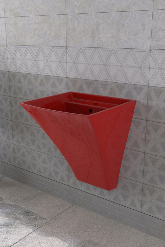 Lucco Loop 50 cm Asma Monoblok Lavabo Kırmızı