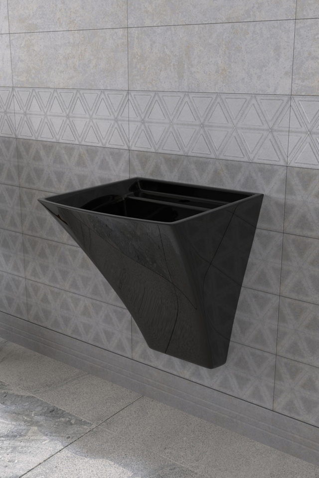 Lucco Loop 50 cm Asma Monoblok Lavabo Siyah 