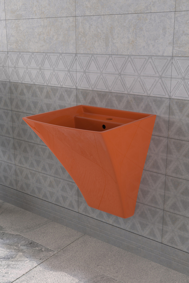 Lucco Loop 50 cm Asma Monoblok Lavabo Turuncu