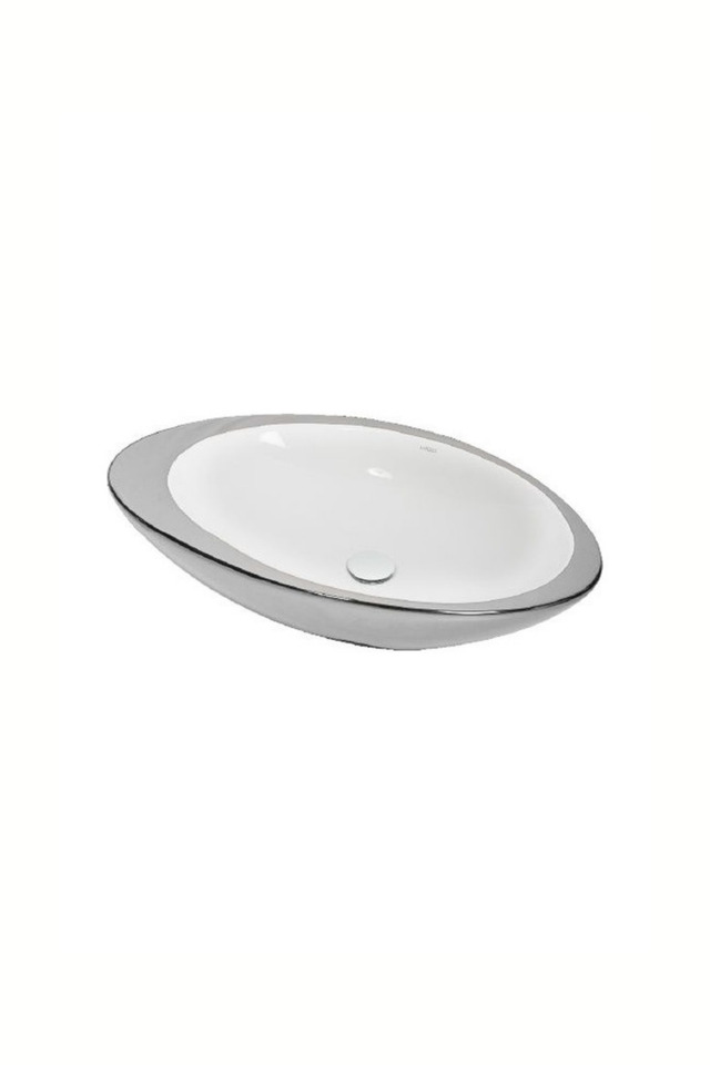 Lucco Gocce 74 Cm Elips Lavabo İçi Beyaz Dışı Gümüş Renk