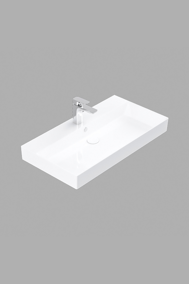 Lucco Stance 85 cm Konsollu Dikdörtgen Lavabo Beyaz 