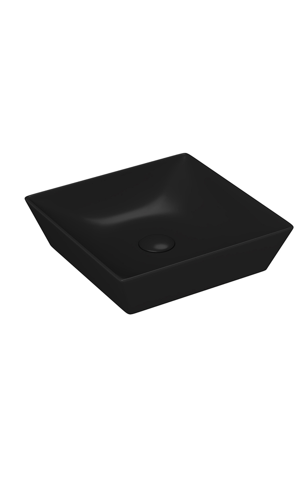 Decente 40 cm Tezgah Üstü Kare Lavabo Mat Siiyah 