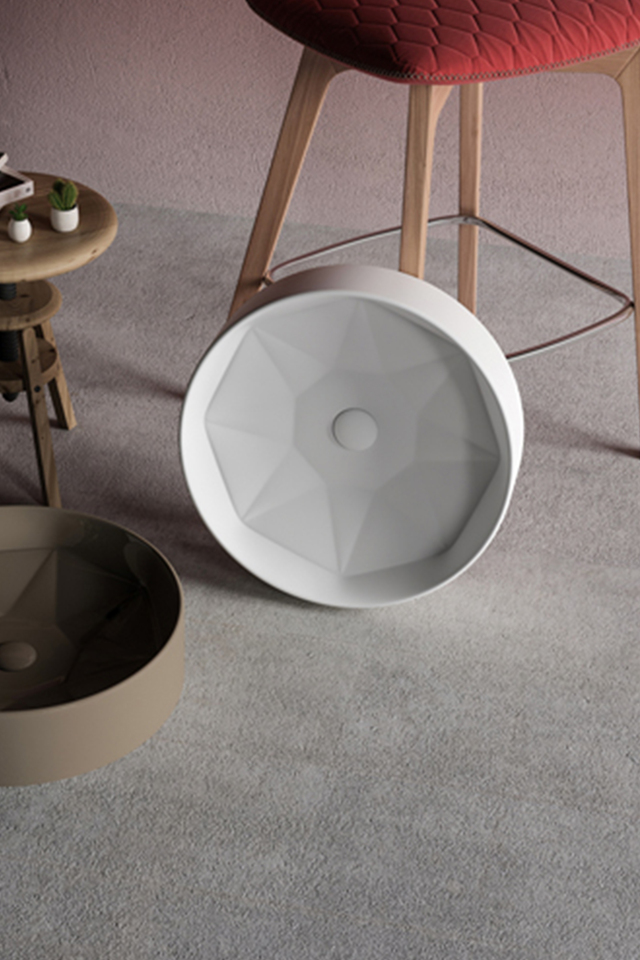 Lucco Diamante 42 Cm Tezgah Üstü Yuvarlak Lavabo Beyaz