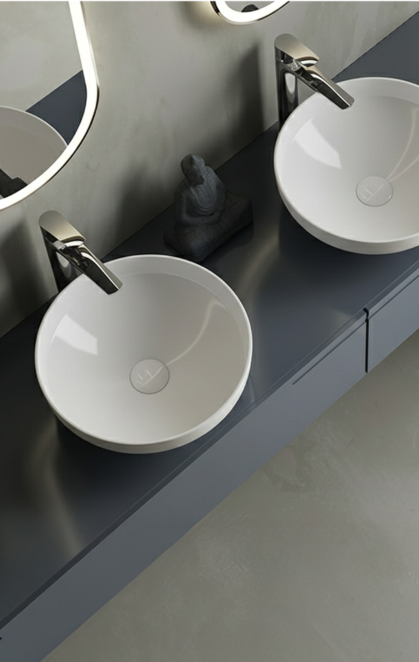 Lucco Sucı Tezgah Üstü Lavabo Beyaz