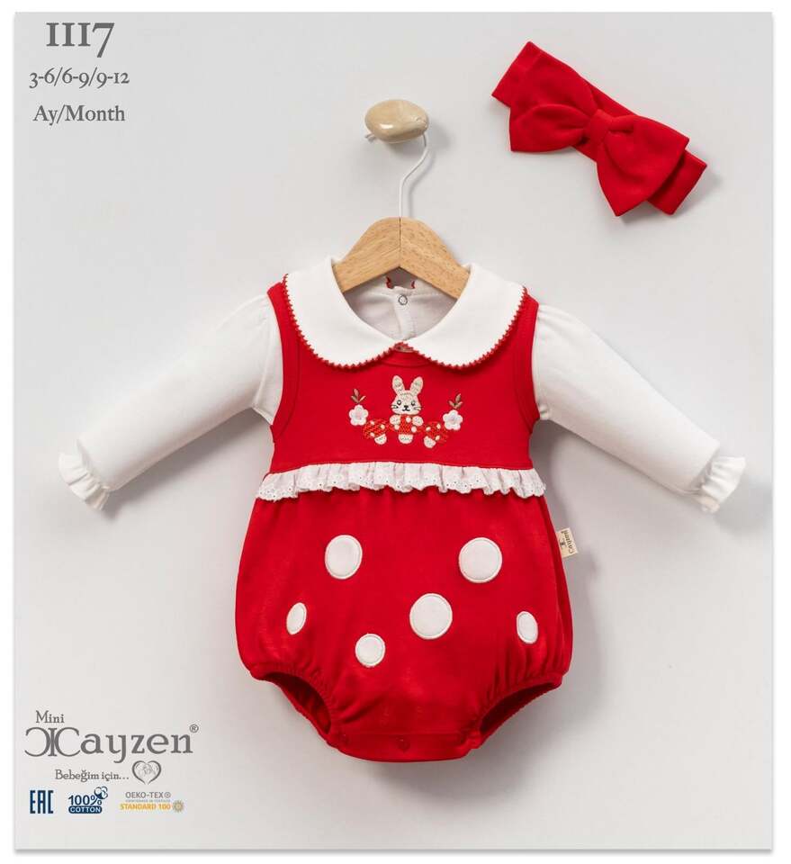 Mantar Nakışlı Bandalı Romper 1117