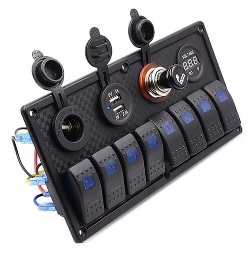 SWİTCH SİGORTA PANEL 8 Lİ USB SOKETİ+VOLTMETRE + ÇAKMAKLIK