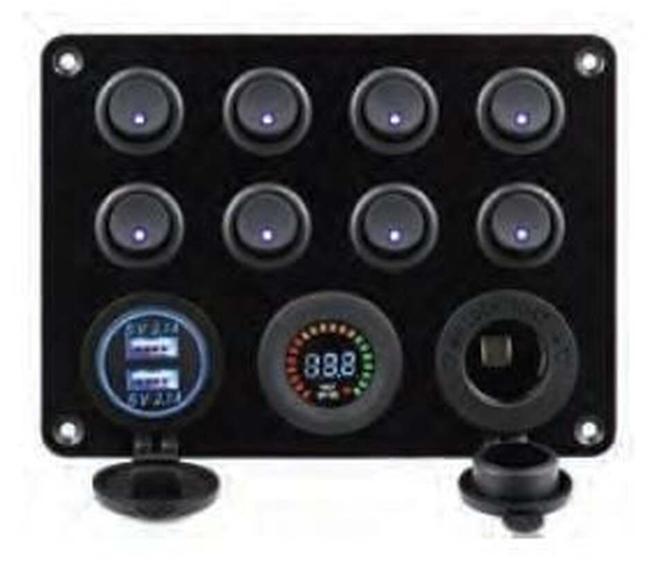 BFY 8 Lİ SİGORTA SWİTCH PANEL IŞIKLI ŞARJ + VOLT + USB (SAC OLAN)