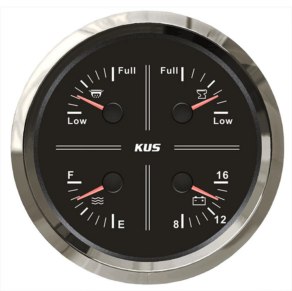 KUS GÖSTERGE 4 LÜ SAAT SİYAH TEMİZ SU + PİS SU + GRİ SU + 12V VOLTMETRE