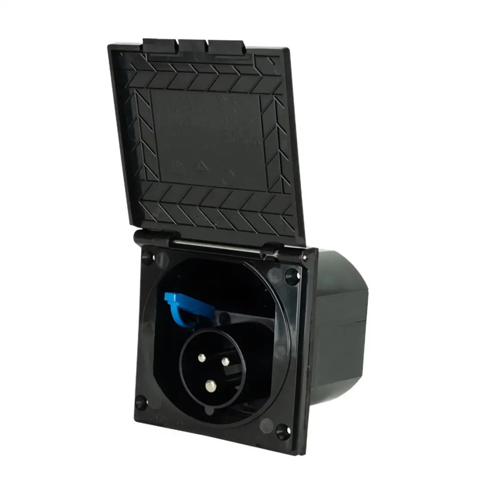 DIŞ ELEKTRİK GİRİŞ SOKET ERKEK KAPAKLI 220V 16A PRİZ SİYAH