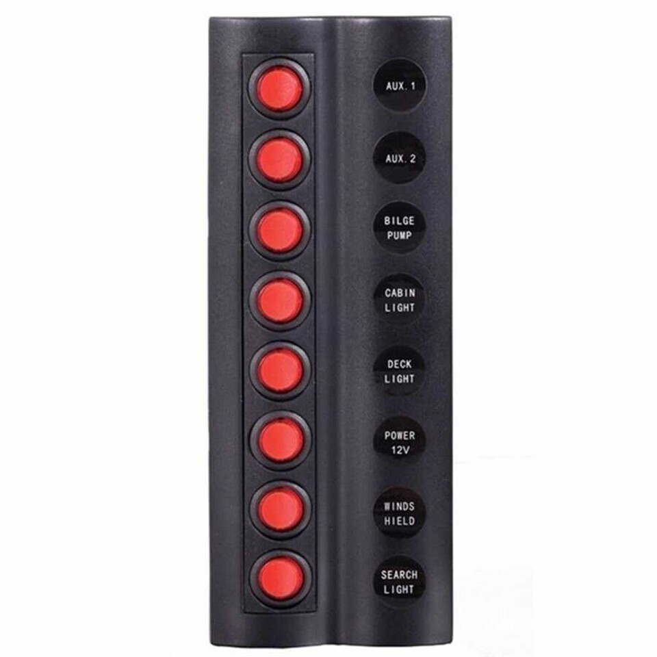 SWİTCH PANEL 8'Lİ OTOMATİK SİGORTALI KIRMIZI TUŞLU SL15114